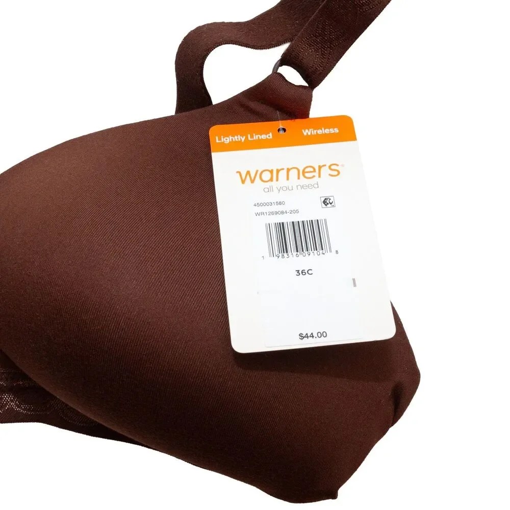Warners Cloud 9 Wireless Lightly Lined T-Shirt Bra 36C Brown Front Adjust Straps